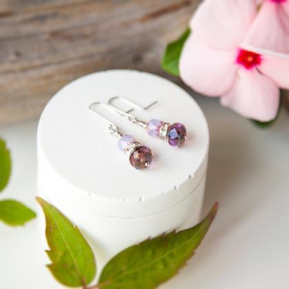Opalescent Lilac Bridal Glass Earrings