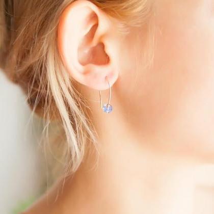 Tiny Sapphire Earrings, September Birthstone..
