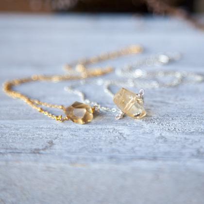 Natural Citrine Faceted Crystal Necklace