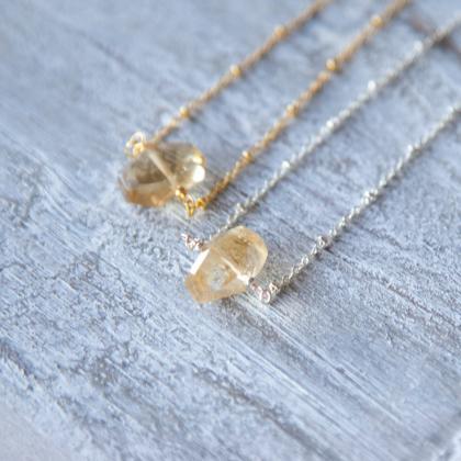 Natural Citrine Faceted Crystal Necklace