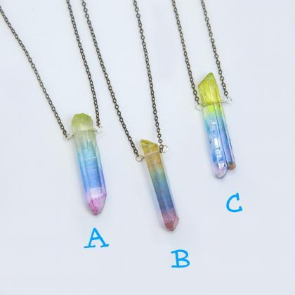 Rainbow Crystal Necklace Lgbt Jewelry