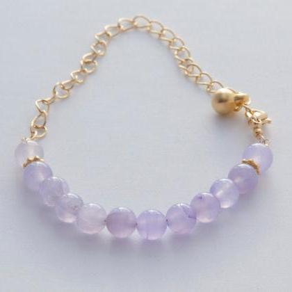 Violet Agate Adjustable Gold Bracelet