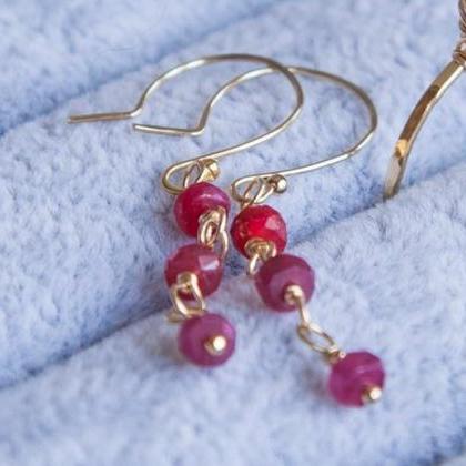 Natural Ruby Gold Filled Earrings