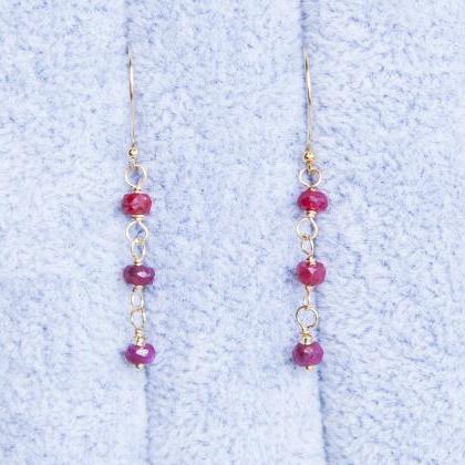 Natural Ruby Gold Filled Earrings