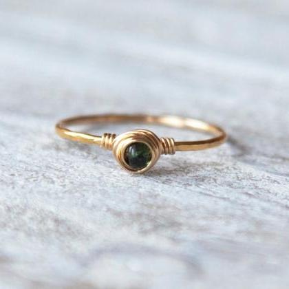Emerald Ring, Gold Filled Emerald Ring, Natural..