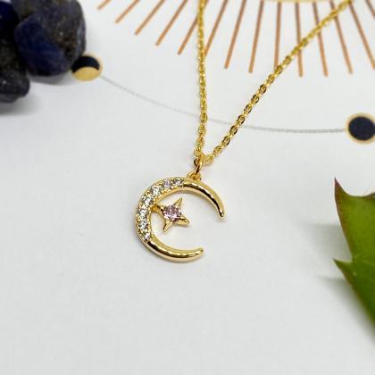 Moon And Star Gold Necklace