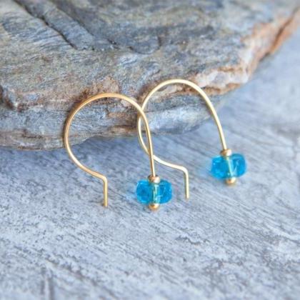 Tiny Aquamarine Ear Threader Earrings, March..