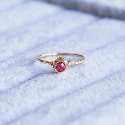 Natural Ruby Ring, July Birthstone Hammered Ring,..