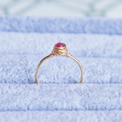 Natural Ruby Ring, July Birthstone Hammered Ring,..