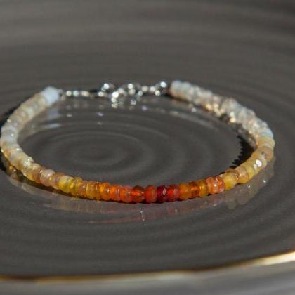 Luxurious Fire Opal Silver Bracelet