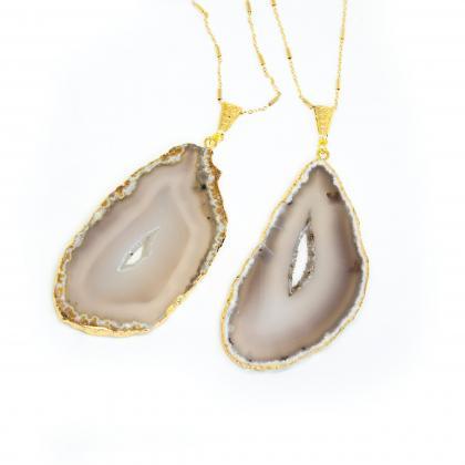 Large Natural Druzy Agate Necklace