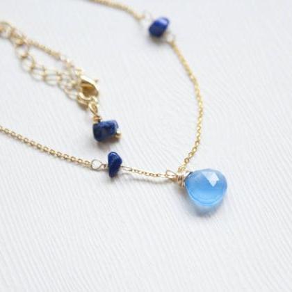 Blue Chalcedony Gold Necklace