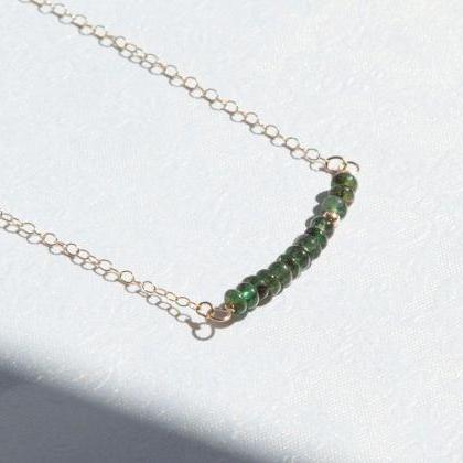 Emerald Bar Gold Filled Necklace