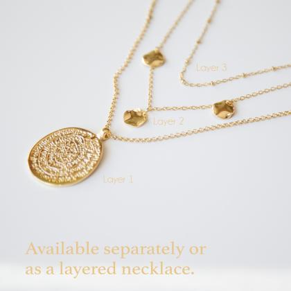 Boho Medallion Necklace, Three Layer Necklace,..