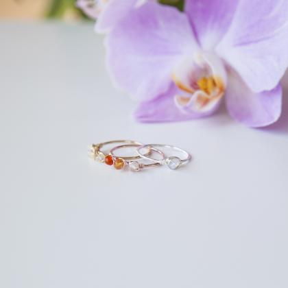 White Opal Ring, October Birthstone Ring, Hammered..
