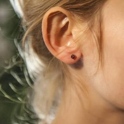 Garnet Stud Earrings, January Birthstone Earrings,..