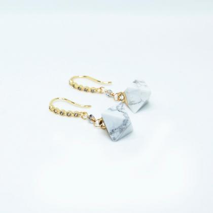 White Turquoise Gold Earrings