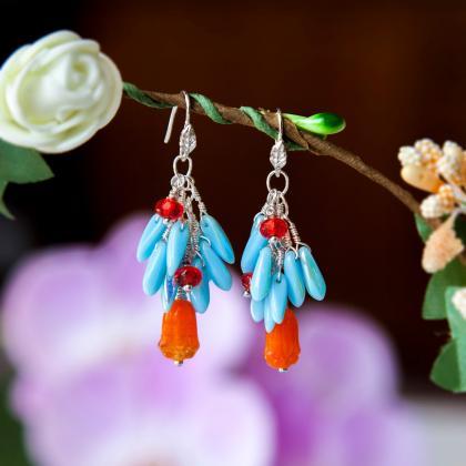 Red Blue And Orange Earrings