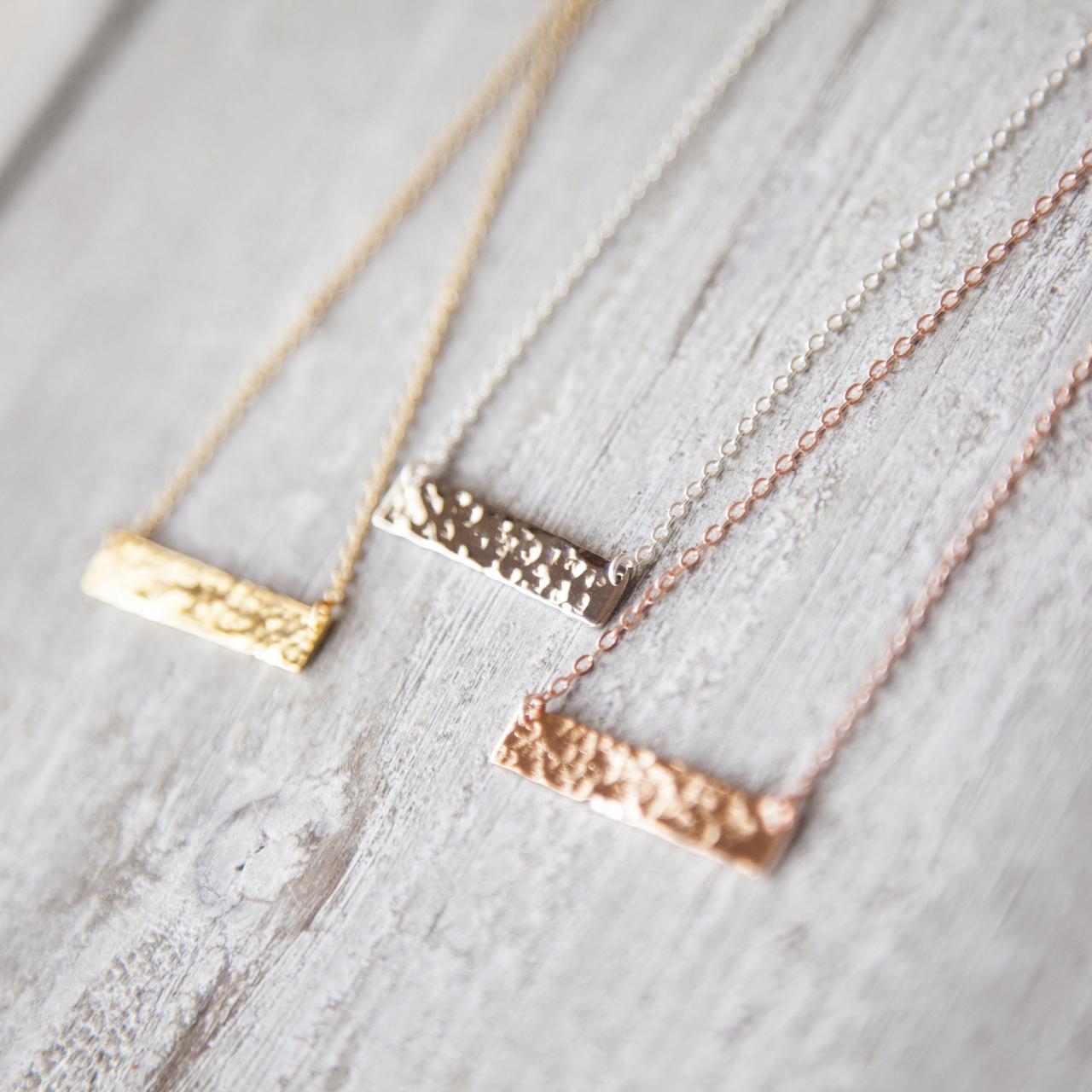 Hammered Bar Necklace Minimalist Jewelry on Luulla
