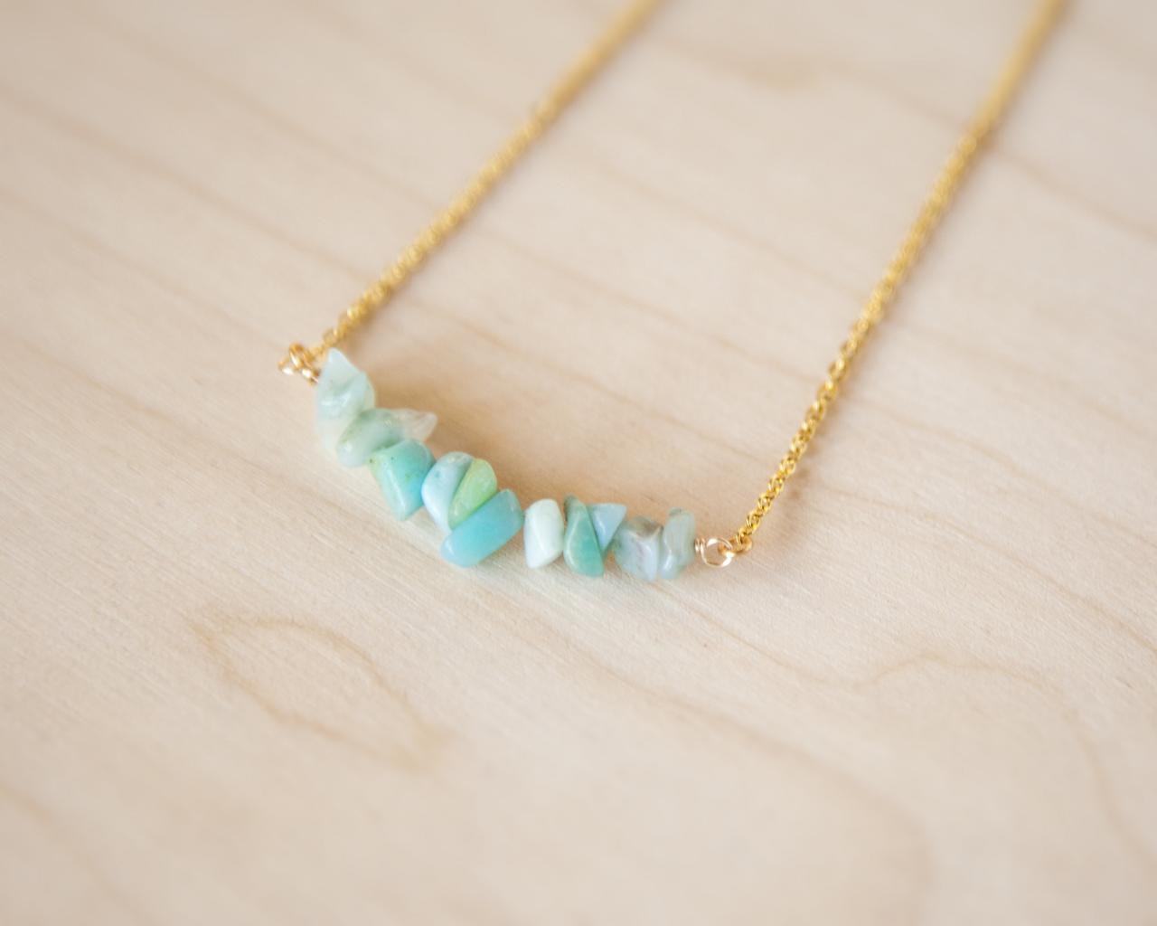 Amazonite Bar Necklace, Amazonite Necklace, Pieces Birthstone Necklace, Mint Green Crystal Necklace, Raw Stone Necklace, Layering Necklace