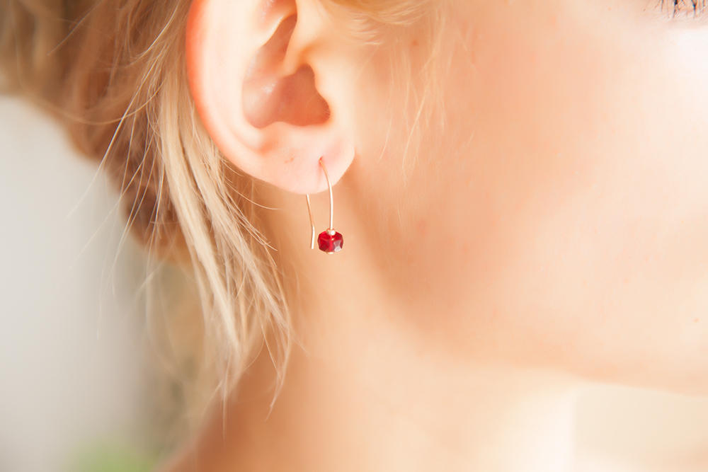 Tiny Ruby Earrings, Gold Ruby Earrings, Ruby Earrings, Modern Ruby Earrings, Minimalist Red Earrings, Tiny Earrings, Small Earrings