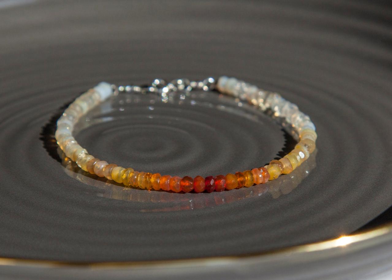 Luxurious Fire Opal Silver Bracelet