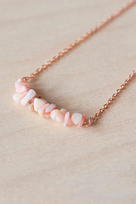 Pink Opal Necklace October Birthstone