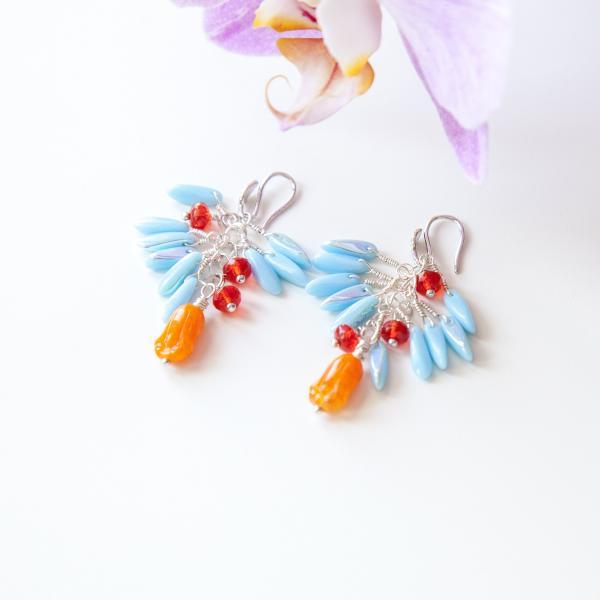 Red Blue and Orange Earrings