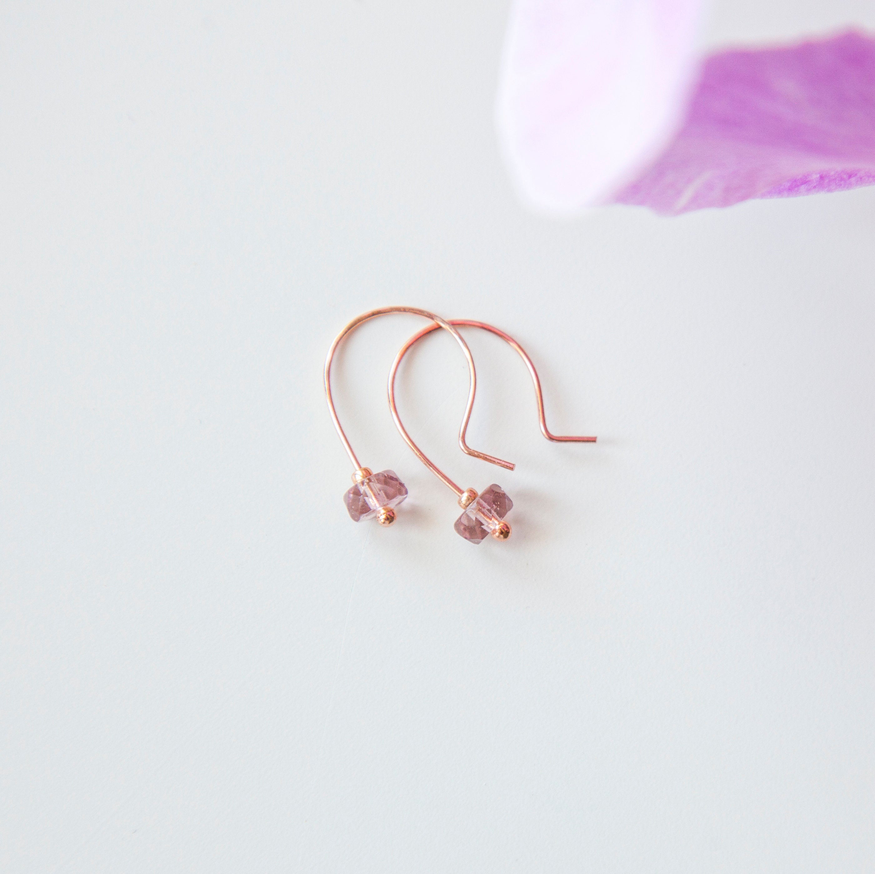 Amethyst Rose Gold Earrings Half Hoop Earrings Simple Modern Earrings Jewelry Gifts For Women Und On Luulla